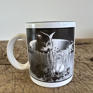 Vintage Curious Cat Spaghetti David McEnery Coffee Mug 1997 Cute Collectible